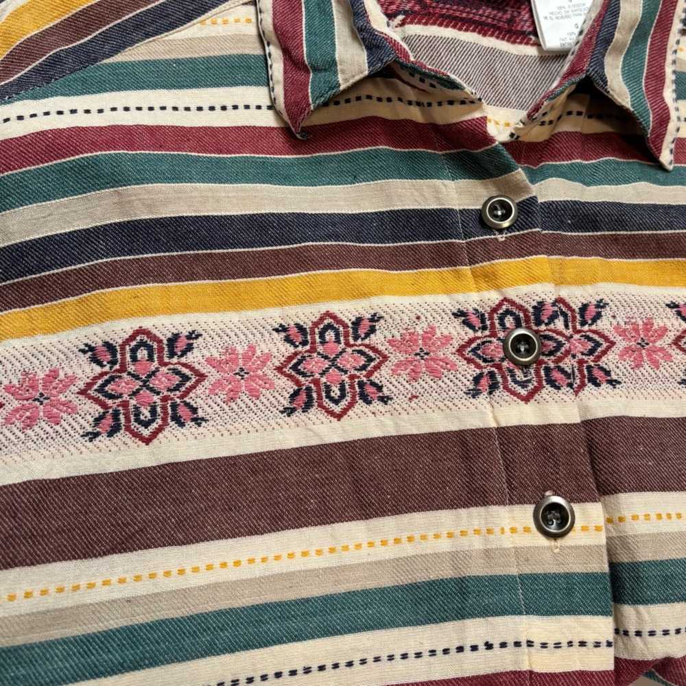 Backroad Blues striped and embroidered button down, large - Picture 3 of 9